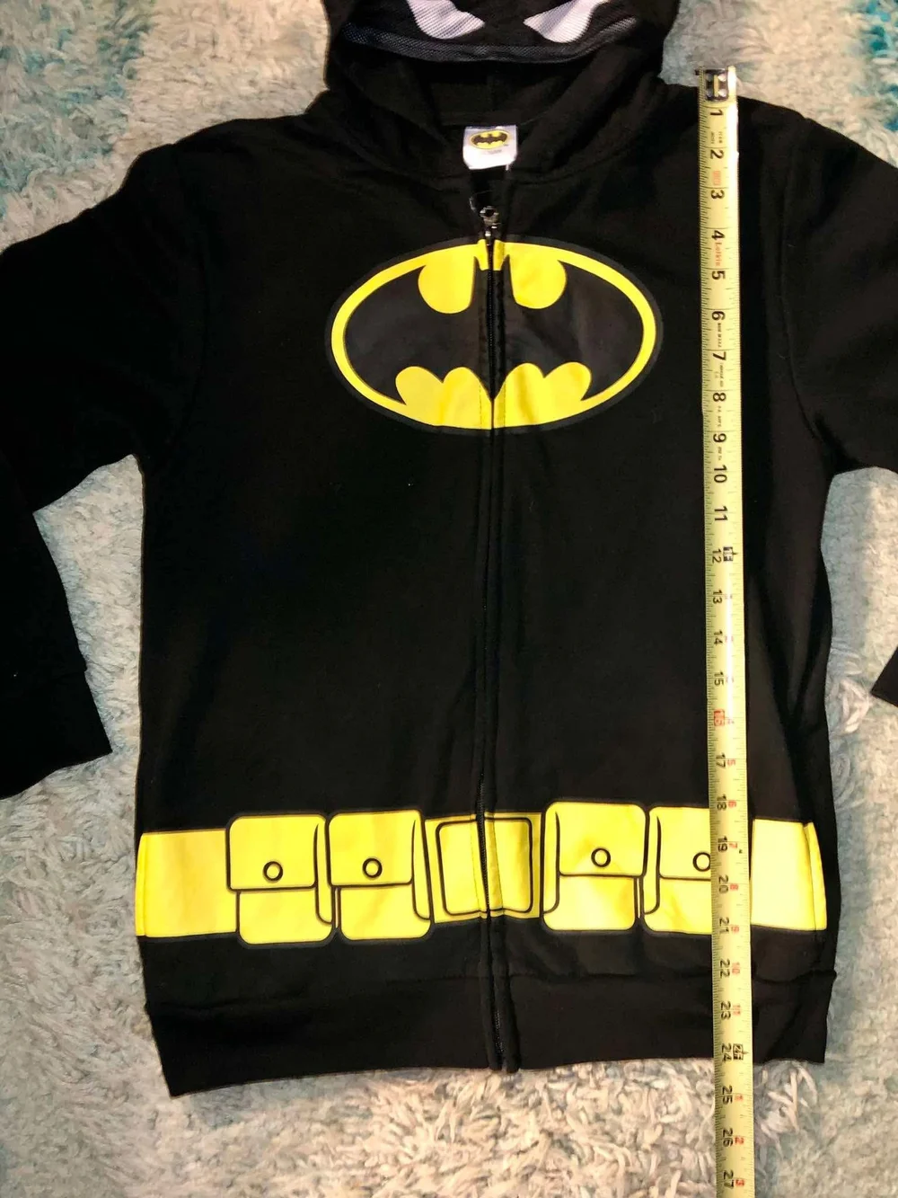 Batman Kids Black & Yellow Zip-Up Hoodie Costume